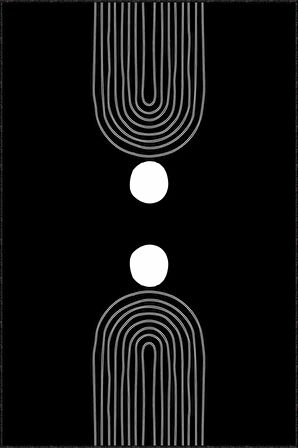 Siyah Kaymaz Tabanlı Yıkanabilir Soyut Mutfak Halısı AR1350