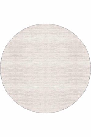 Bej Kaymaz Tabanlı Desensiz Yuvarlak Mutfak Halısı AR1356