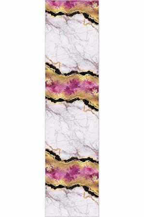 Pembe Gold Kaymaz Mermer Desen Özel Ölçü Rulo Yolluk AR265