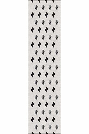 Gri Kaymaz Taban Kesme Rulo Özel Ölçü Kaktüslü Yolluk AR268