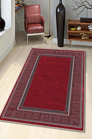 Bordo Karabağ Kaymaz Tabanlı Makinede Yıkanabilir Halı AR319