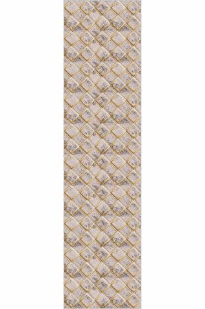 Bej Gold Kaymaz Kareli Kesme Rulo Özel Ölçülü Yolluk AR326