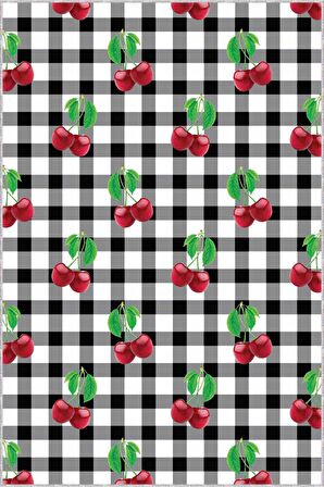 Kırmızı Kaymaz Taban Yıkanabilir Meyveli Mutfak Halısı AR329