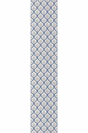 Mavi Kaymaz Taban Damask Kesme Rulo Özel Ölçülü Yolluk AR347