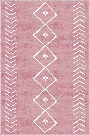Pembe Kaymaz Taban Yıkanabilir Moroccan Mutfak Halısı AR358P