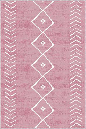 Pembe Kaymaz Moroccan Kesme Rulo Özel Ölçülü Yolluk AR385