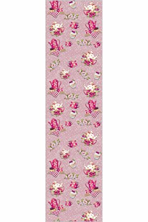 Pembe Kaymaz Mutfak Kesme Rulo Özel Ölçülü Yolluk Halı AR395