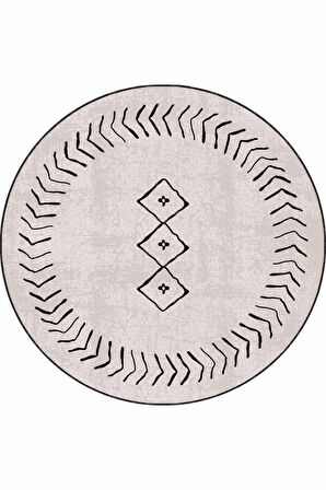 Vizon Moroccan Kaymaz Taban Yıkanabilir Yuvarlak Halı AR409