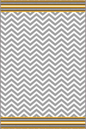 Sarı Kaymaz Tabanlı Yıkanabilir Zigzag Mutfak Halısı AR447