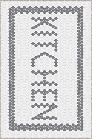 Gri Kaymaz Taban Yıkanan Kitchen Yazılı Mutfak Halısı AR492