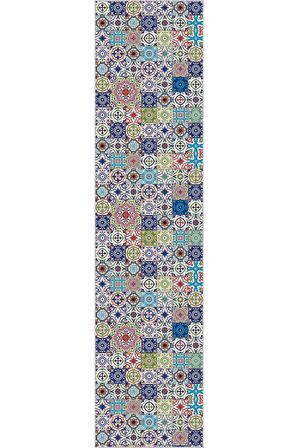 Renkli Kaymaz Çini Desen Kesme Rulo Özel Ölçülü Yolluk AR499