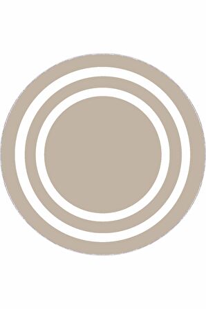 Bej Çerçeveli Kaymaz Tabanlı Yıkanabilen Yuvarlak Halı AR510