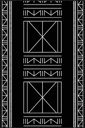 Siyah Kaymaz Taban Etnik Kesme Rulo Özel Ölçülü Yolluk AR514
