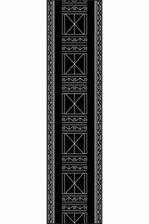 Siyah Kaymaz Taban Etnik Kesme Rulo Özel Ölçülü Yolluk AR514