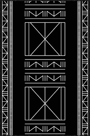 Siyah Kaymaz Taban Etnik Kesme Rulo Özel Ölçülü Yolluk AR514