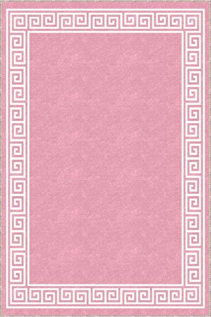 Pembe Çerçeveli Kaymaz Taban Makinede Yıkanabilir Halı AR518