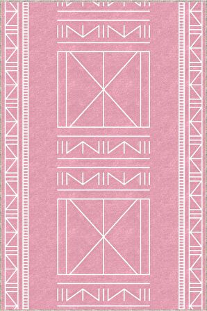 Pembe Kaymaz Taban Etnik Kesme Rulo Özel Ölçülü Yolluk AR522