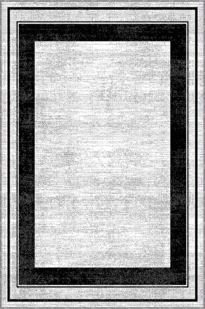 Gri Çerçeveli Kaymaz Tabanlı Makinede Yıkanabilir Halı AR531