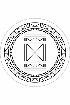 Beyaz Kaymaz Taban Etnik Desen Yuvarlak Mutfak Halısı AR539