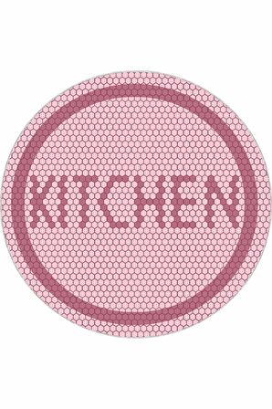 Pembe Kaymaz Kitchen Yazılı Yuvarlak Mutfak Halısı AR548