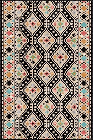 Renkli Kaymaz Klasik Motifli Özel Ölçü Rulo Yolluk AR557