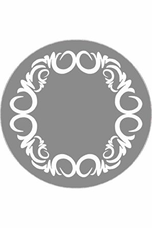 Gri Çerçeveli Kaymaz Tabanlı Yıkanabilir Yuvarlak Halı AR597