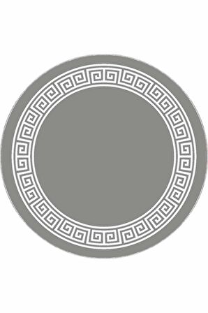 Gri Çerçeveli Kaymaz Tabanlı Yıkanabilir Yuvarlak Halı AR603