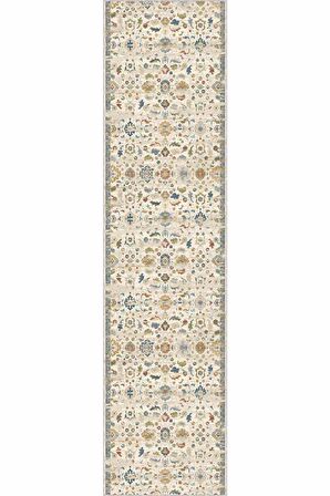 Krem Kaymaz Klasik Motifli Kesme Rulo Özel Ölçü Yolluk AR651