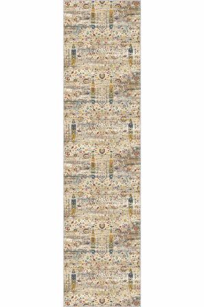 Krem Kaymaz Klasik Motifli Kesme Rulo Özel Ölçü Yolluk AR653