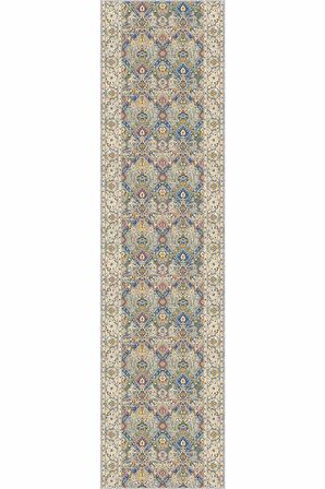 Mavi Kaymaz Klasik Motifli Kesme Rulo Özel Ölçü Yolluk AR658