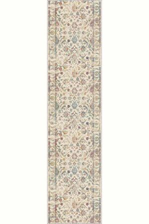 Krem Kaymaz Klasik Motifli Kesme Rulo Özel Ölçü Yolluk AR665