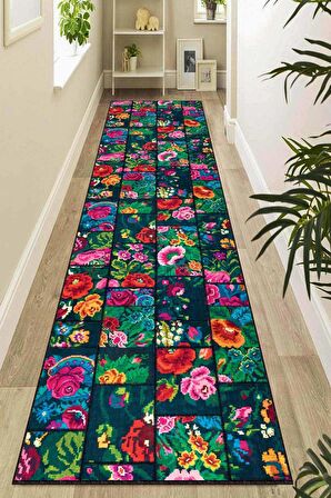 Renkli Kaymaz Patchwork Kesme Rulo Özel Ölçülü Yolluk AR667