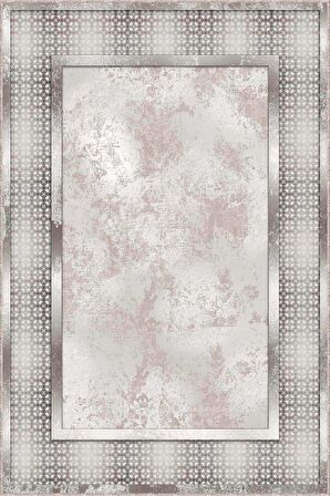 Bej Çerçeveli Kaymaz Tabanlı Makinede Yıkanabilir Halı AR714