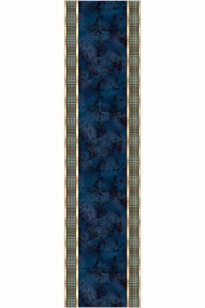 Lacivert Gold Kaymaz Çerçeveli Özel Ölçü Rulo Yolluk AR721