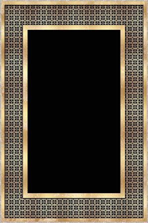 Siyah Gold Çerçeveli Kaymaz Tabanlı Dekoratif Halı AR726