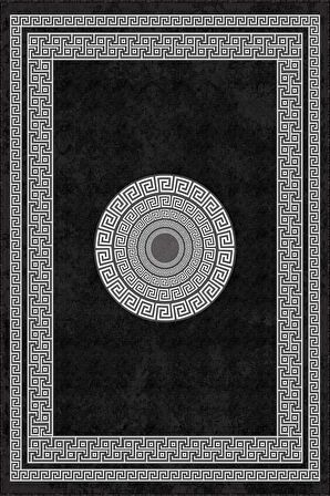 Siyah Çerçeveli Kaymaz Taban Makinede Yıkanabilir Halı AR839