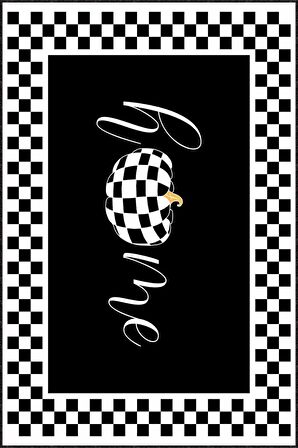 Siyah Kaymaz Taban Yıkanan Home Desenli Mutfak Halısı AR844