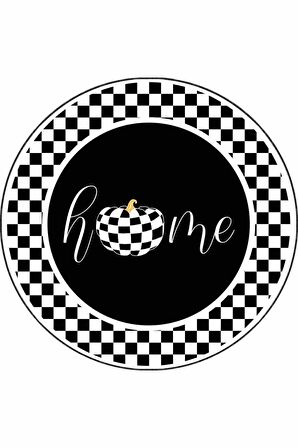 Siyah Kaymaz Taban Home Yazılı Yuvarlak Mutfak Halısı AR845