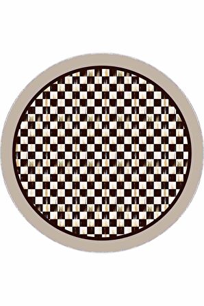 Kahve Kaymaz Tabanlı Mackenzie Yuvarlak Mutfak Halısı AR876