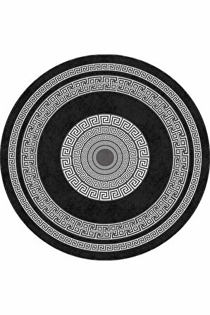 Siyah Çerçeveli Kaymaz Taban Yıkanabilir Yuvarlak Halı AR928