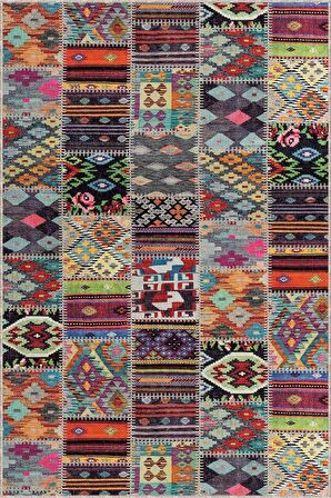 Renkli Kaymaz Patchwork Kesme Rulo Özel Ölçülü Yolluk AR980