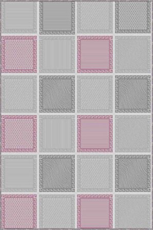 Pembe Geometrik Kaymaz Taban Makinede Yıkanabilir Halı DM09