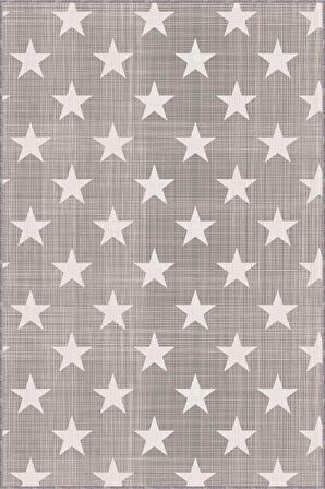 Gri Kaymaz Tabanlı Yıkanabilir Yıldızlı Bebek Halısı KD078