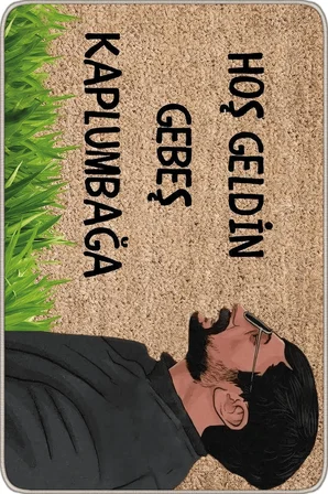 Bej Komik Hoşgeldin Gebeş Kaplumbağa Kapı Önü Paspası KP39 40 x 75 cm