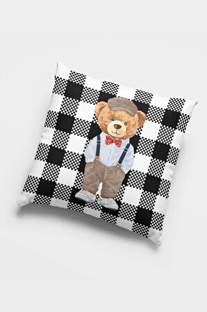 Siyah Mr.Teddy Bear Çift Taraflı Kırlent Kılıfı KRL896