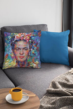 Çok Renkli Frida Kahlo Çift Taraflı Kırlent Kılıfı KRL962