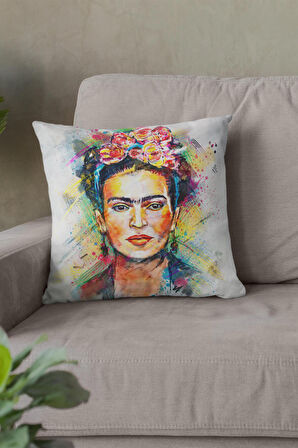 Çok Renkli Frida Kahlo Çift Taraflı Kırlent Kılıfı KRL964