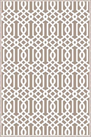 Bej Spor Kaymaz Tabanlı Makinede Yıkanabilir Halı LB001