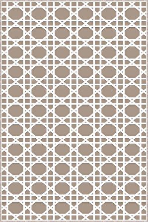 Bej Petek Kaymaz Tabanlı Makinede Yıkanabilir Halı LB004