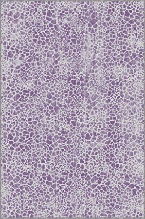 Mor Leopar Kaymaz Tabanlı Makinede Yıkanabilir Halı LE005